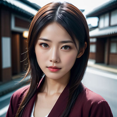 ロングヘアー日本人女性のAI写真
