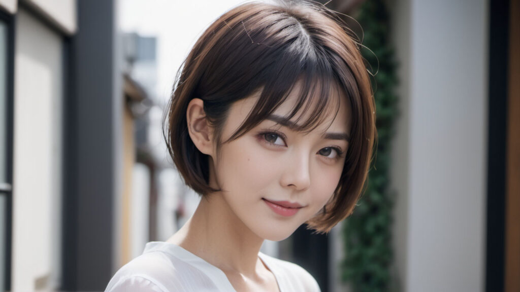 ショートヘアーの日本人女性のAI写真
