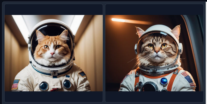 宇宙服を着た猫のAI写真