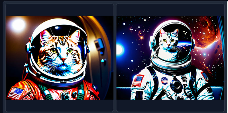 宇宙服を着た猫のAI写真