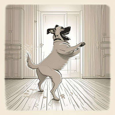 ダンスを踊っている犬のAIイラスト
