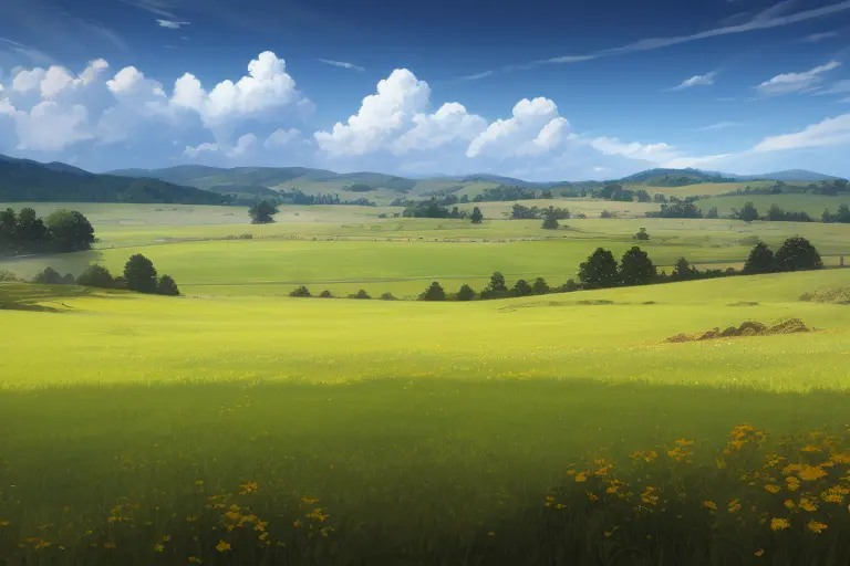 草原の風景のAIイラスト