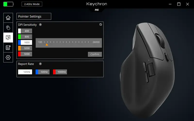 Keychron Engineの画像 Pointer Settings画面を表示している