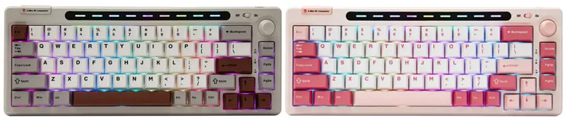 Epomaker rt65の「Grey White」と「Pink」を並べて表示している