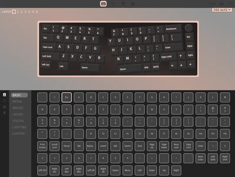 Epomaker Tide AliceをVIAに接続した画像