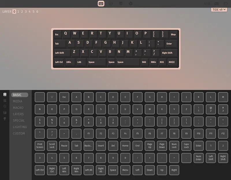 Epomaker Tide49をVIAに接続した画像
