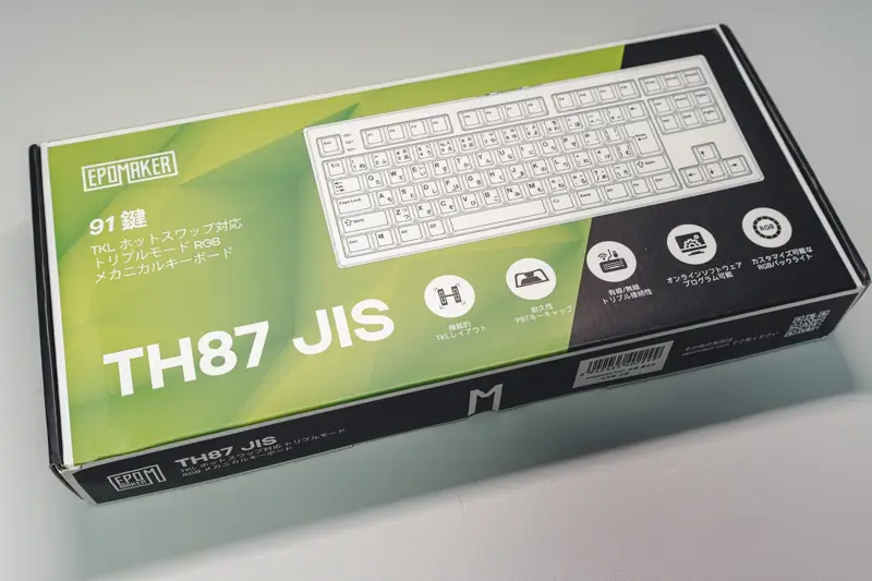 Epomaker TH87 JISのパッケージ写真 日本語表記に対応している